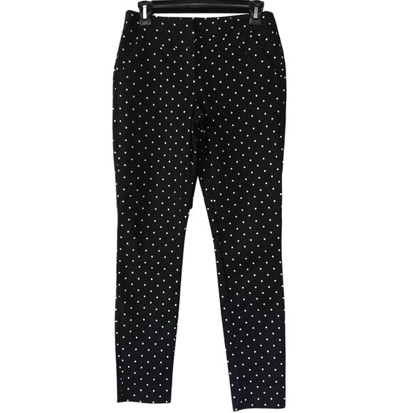 Cue Australia Black Straight Leg Pants White Polka Dots Size 6 EUC Cigarette - Picture 1 of 13